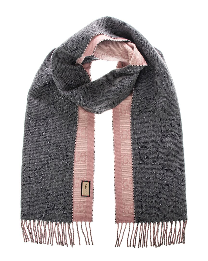 Gucci GG Damier jacquard frayed scarf - Neutrals