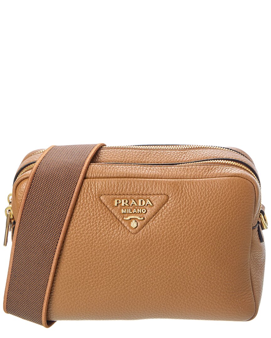 Prada Small Leather Shoulder Bag In Brown
