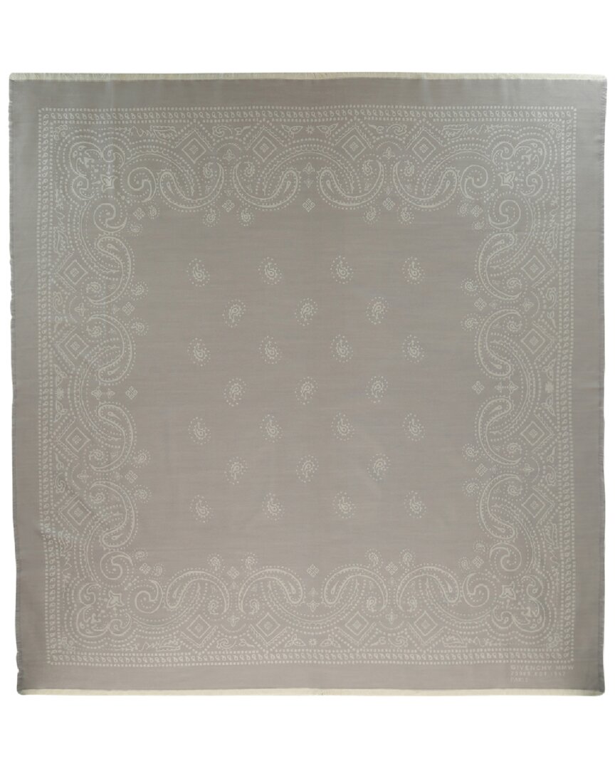 Givenchy Bandana Patterned Wool And Silk Blend Shawl In Grey