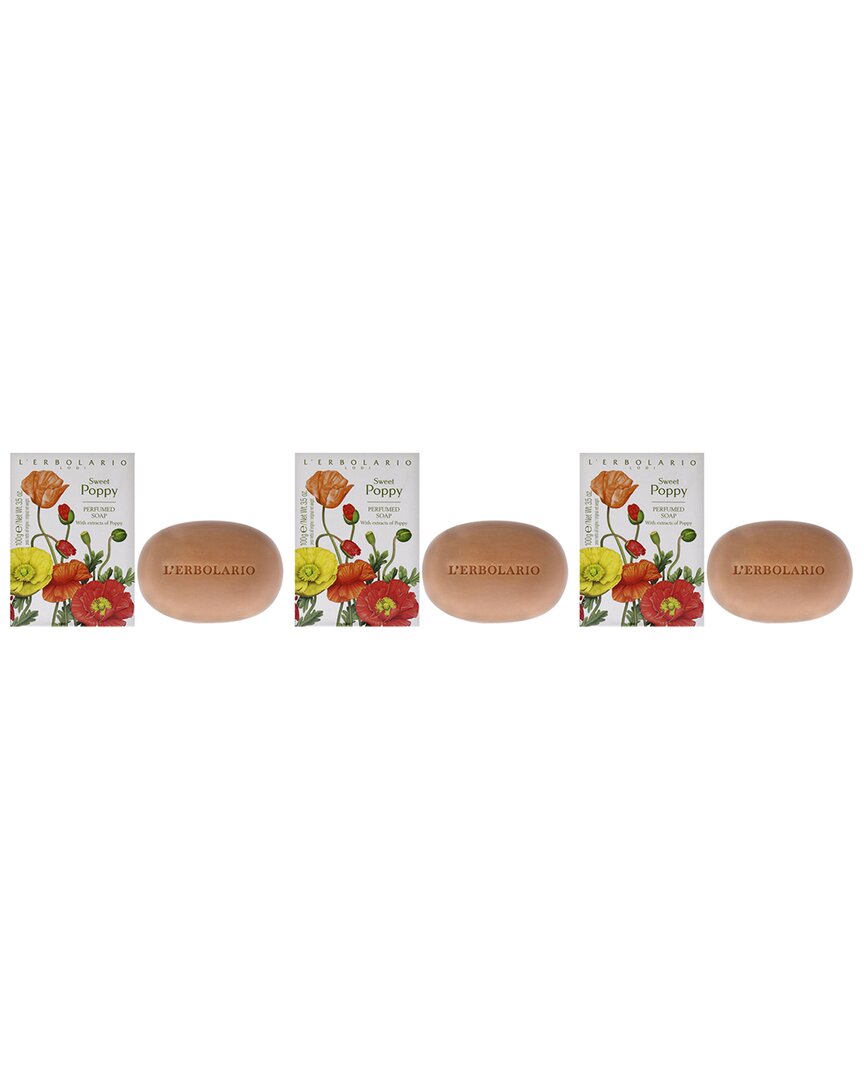 L'erbolario 3.5oz Sweet Poppy Perfumed Bar Soap - Pack Of 3