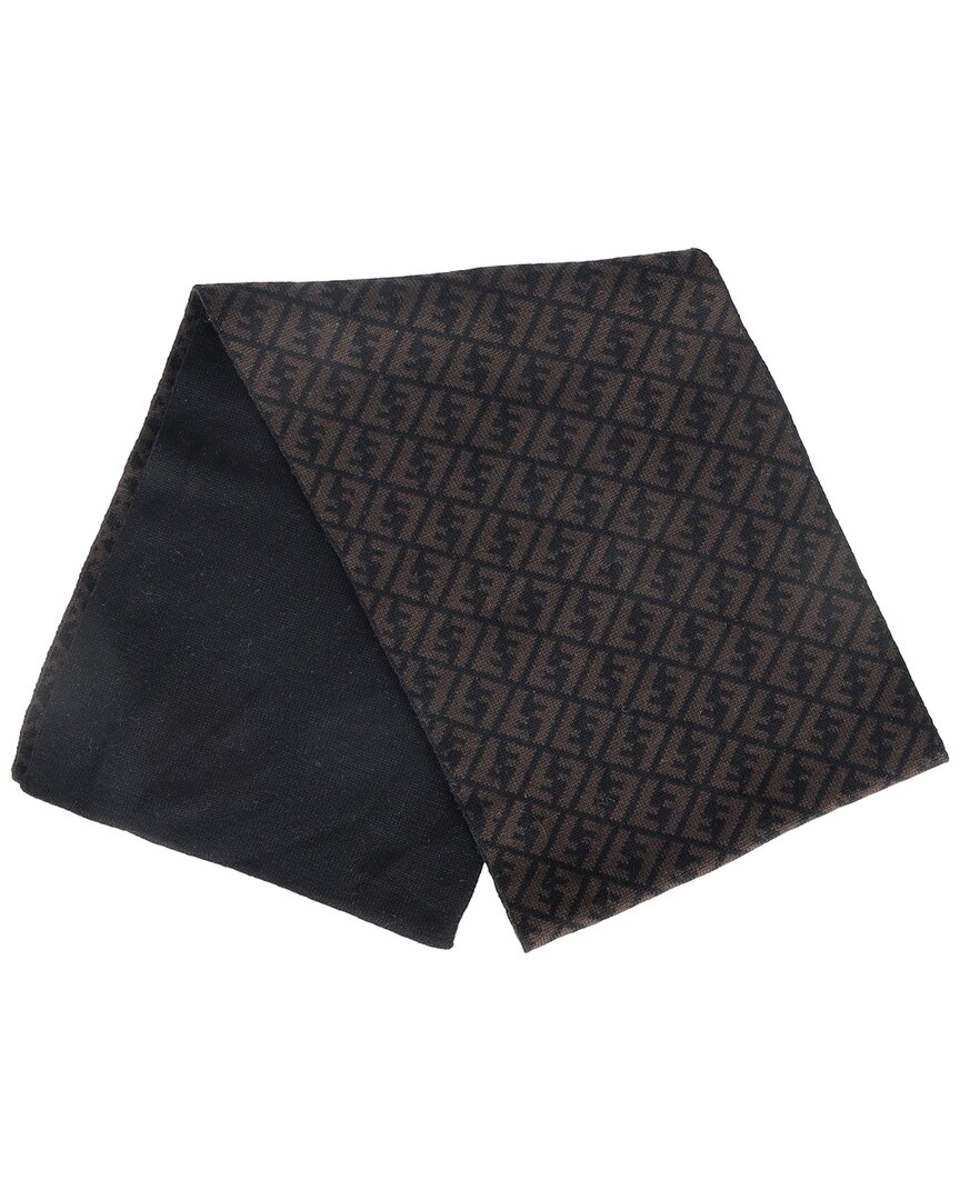 Fendi Logo Scarf (authentic Pre-loved) In Black