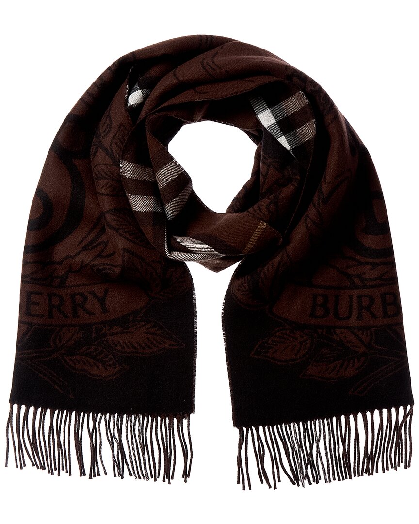 Burberry Wide Stormy Knight Cashmere Scarf In Brown