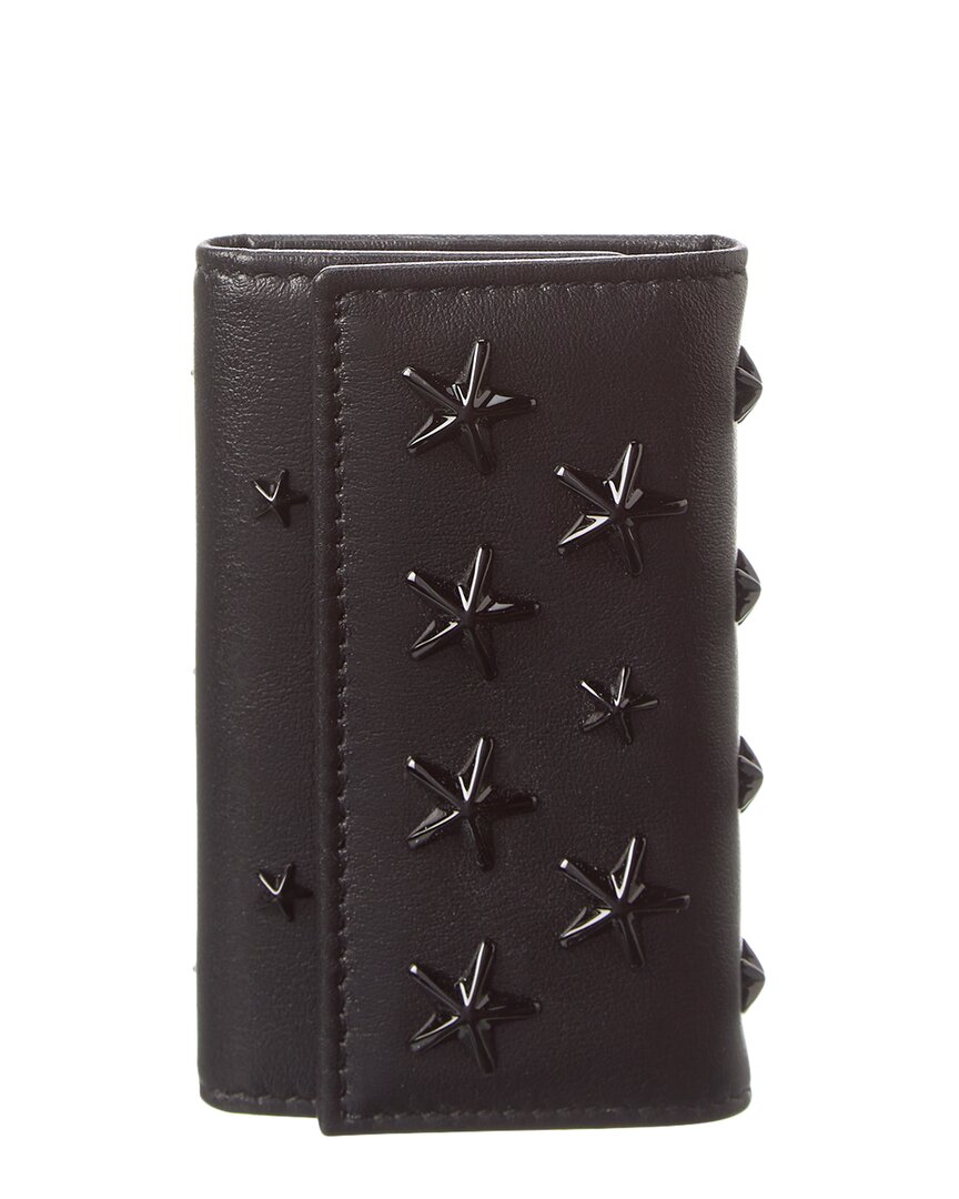 Jimmy Choo Neptune Leather Key Case In Black