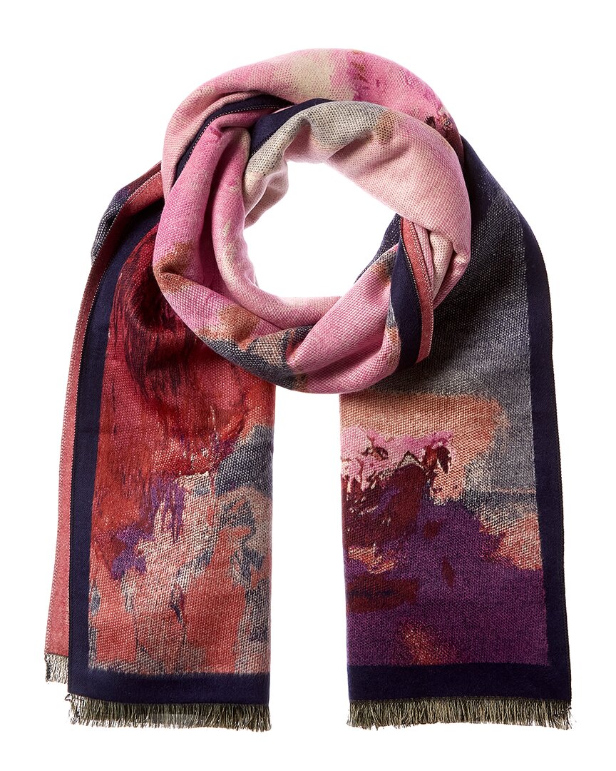 Saachi Abstract Splatter Reversible Scarf In Pink