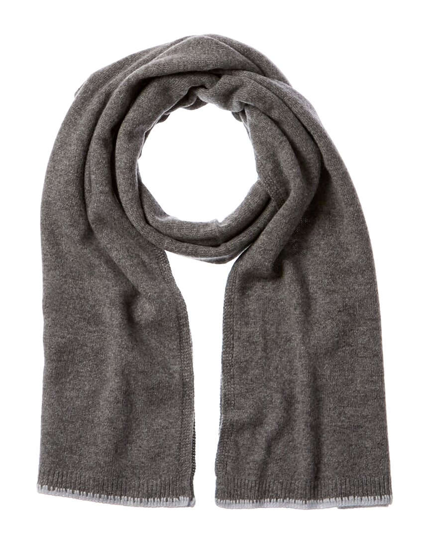 Shop Scott & Scott London Blanket Stitch Cashmere Scarf In Grey