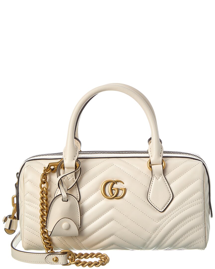 Gucci Gg Marmont Small Leather Satchel In White