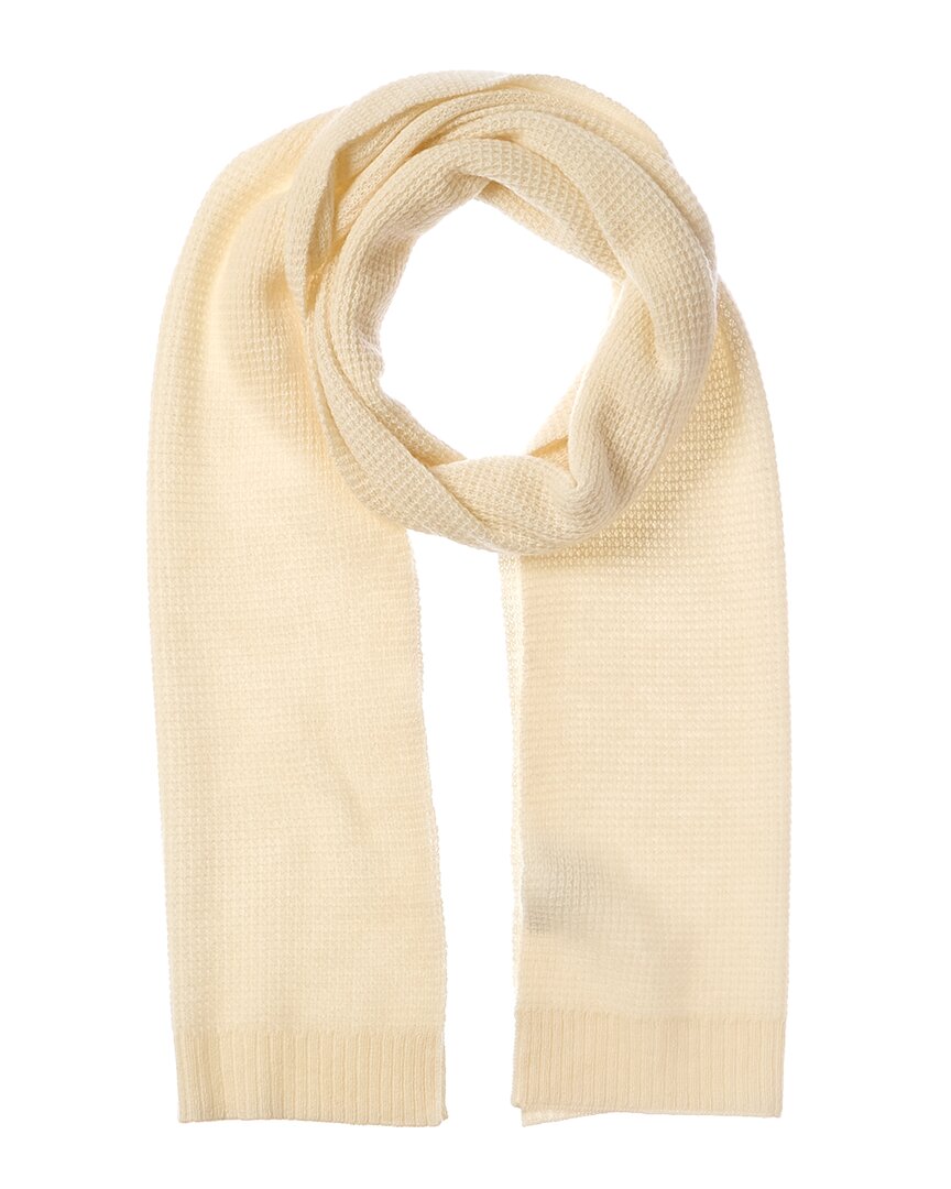 Hannah Rose Waffle Stitch Cashmere Scarf In White