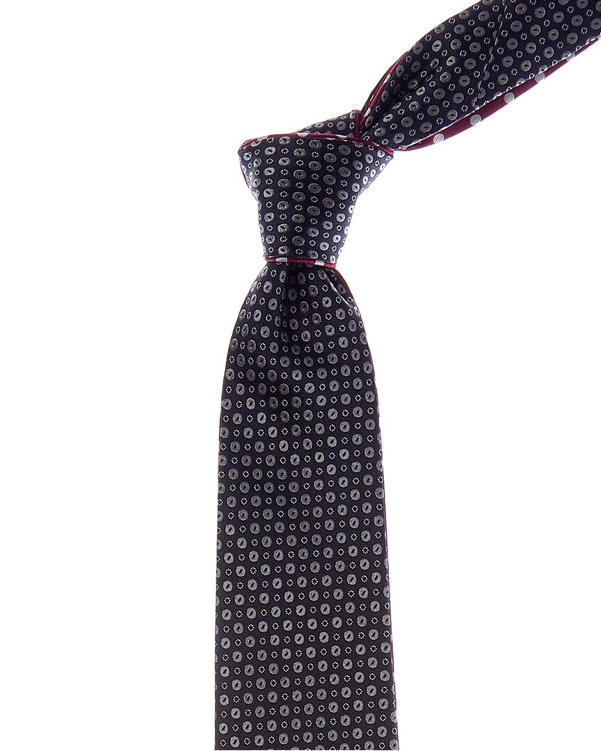 Canali Navy/magenta Dots Reversible Silk Tie