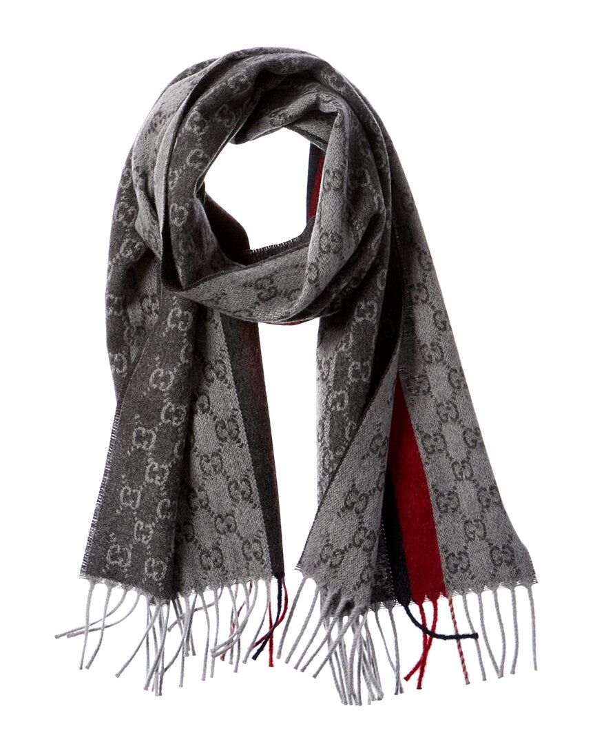Gucci Cashmere & Wool-blend Scarf In Grey