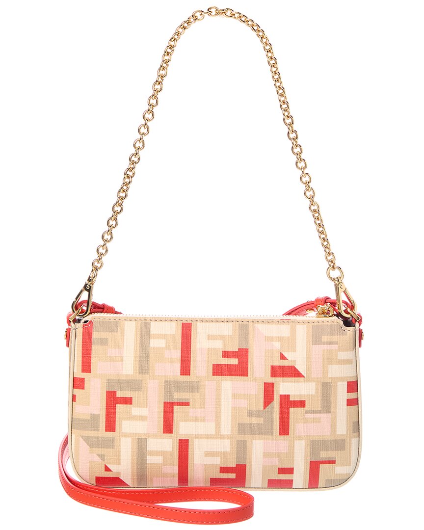 Fendi Ff Baguette Fabric Pouch In Nude