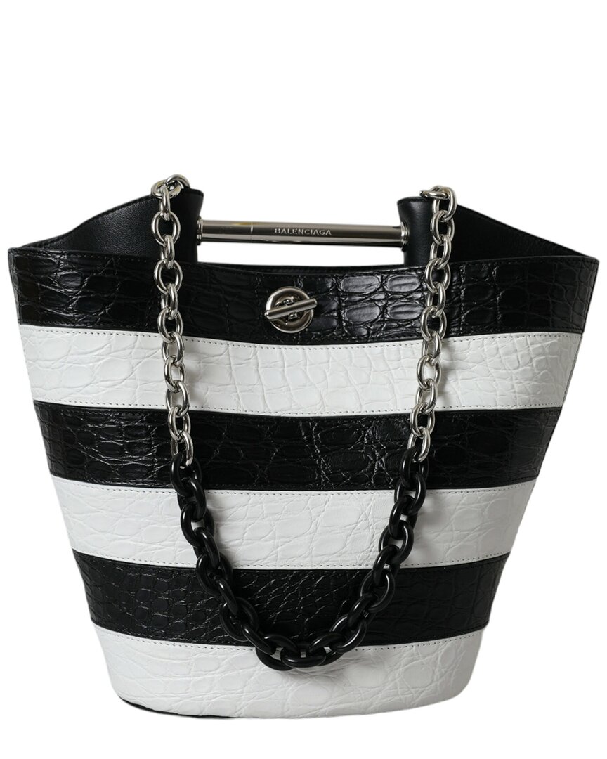 Balenciaga Crocodile Bucket Bag In Black