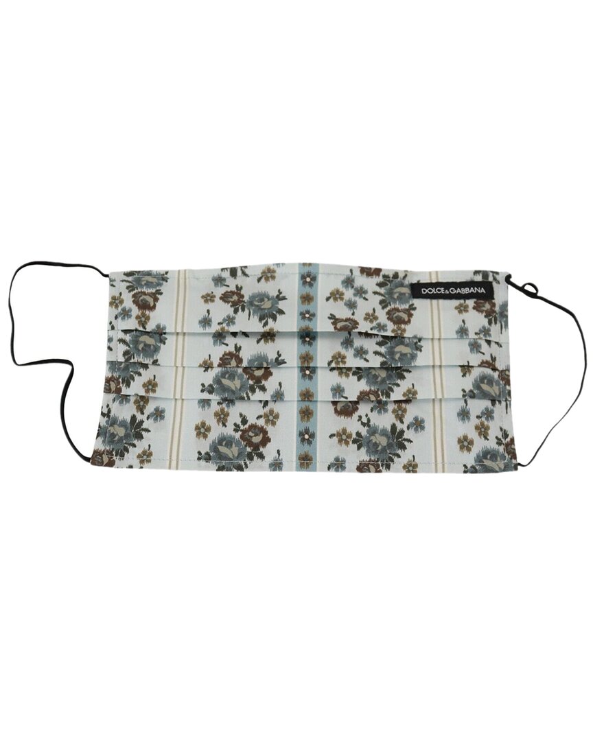 Dolce & Gabbana White Floral Cotton Pleated Elasti