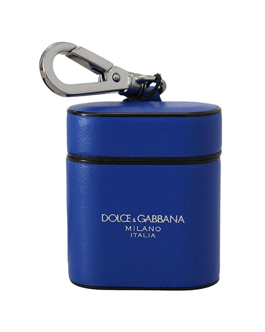 Dolce & Gabbana Leather Airpods Case In Blue