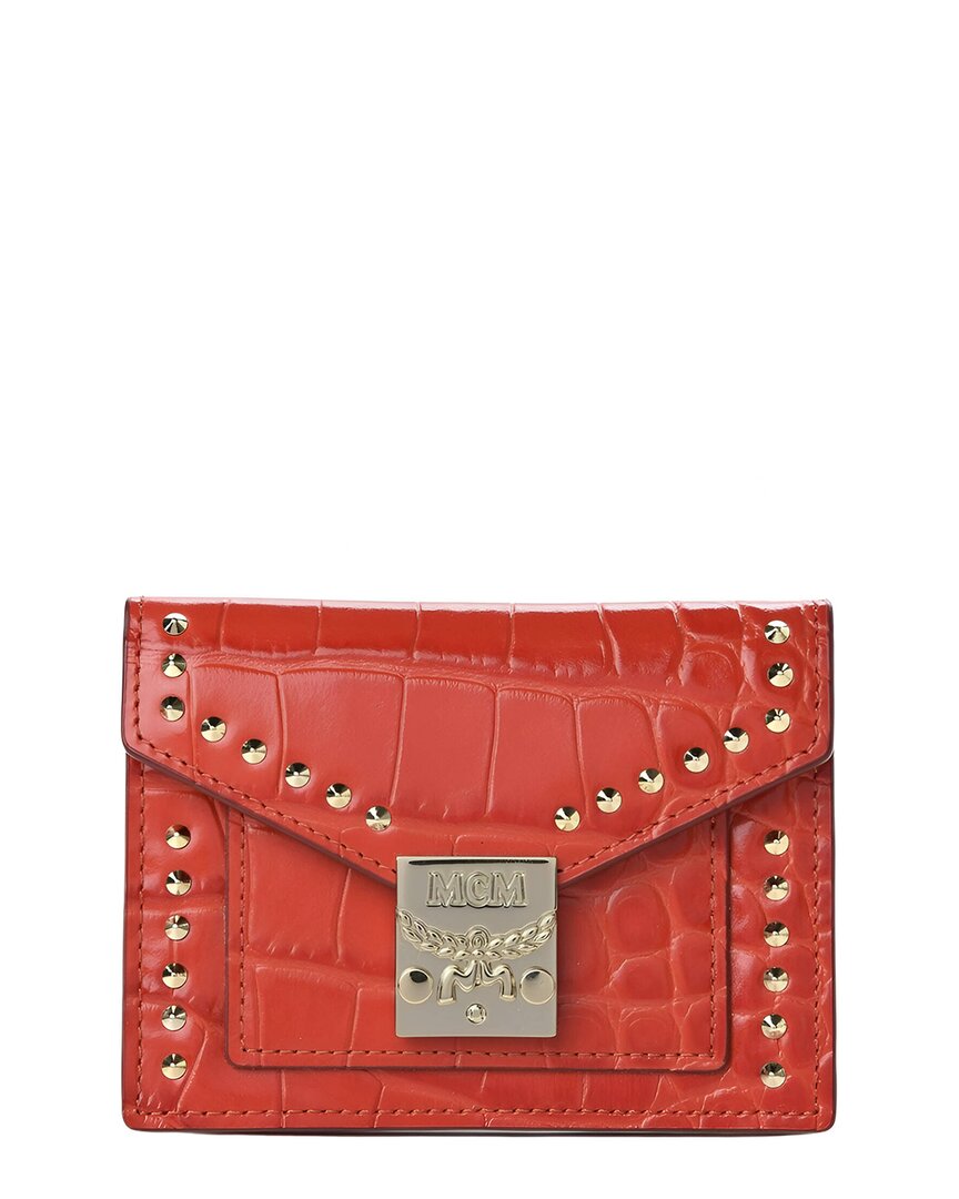 mcm croc-embossed leather wallet