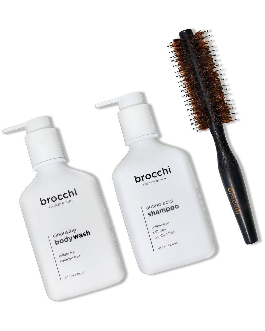 Sebastian Brocchi Brocchi Boar Bristle Styling Brush, Amino Acid Shampoo & Cleansing Body Wash Bundle