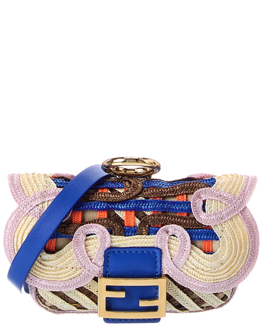 Fendi Baguette Embroidered Leather Bag Charm