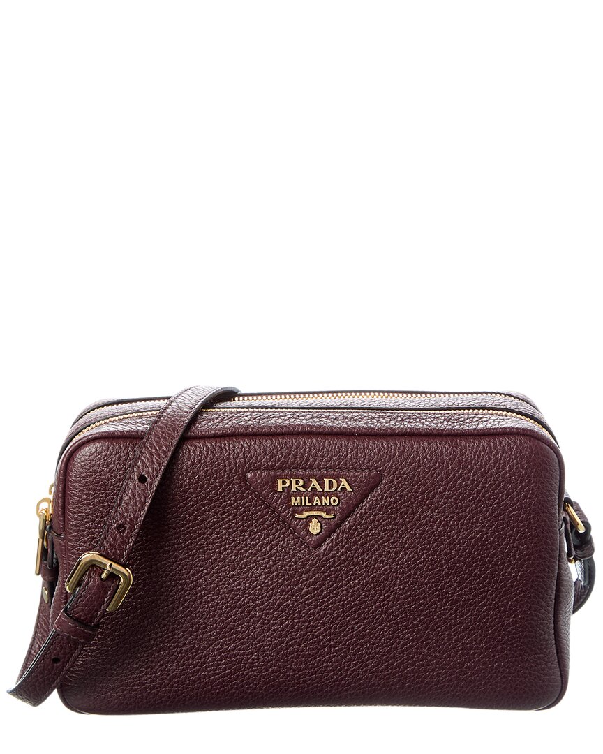 Prada Small Leather Shoulder Bag In Brown