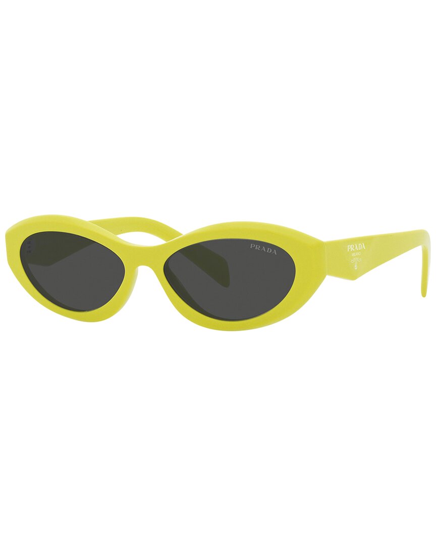 Prada Pr 26zsf Logo Beveled Acetate Oval Sunglasses In Brown