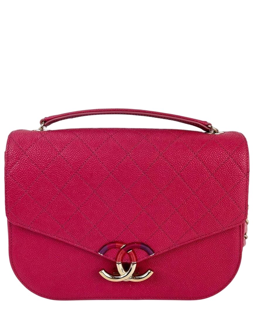 Pre-owned Chanel Pink Leather Paris-cuba Medium Thread Around Flap Bag (authentic Pre-loved)