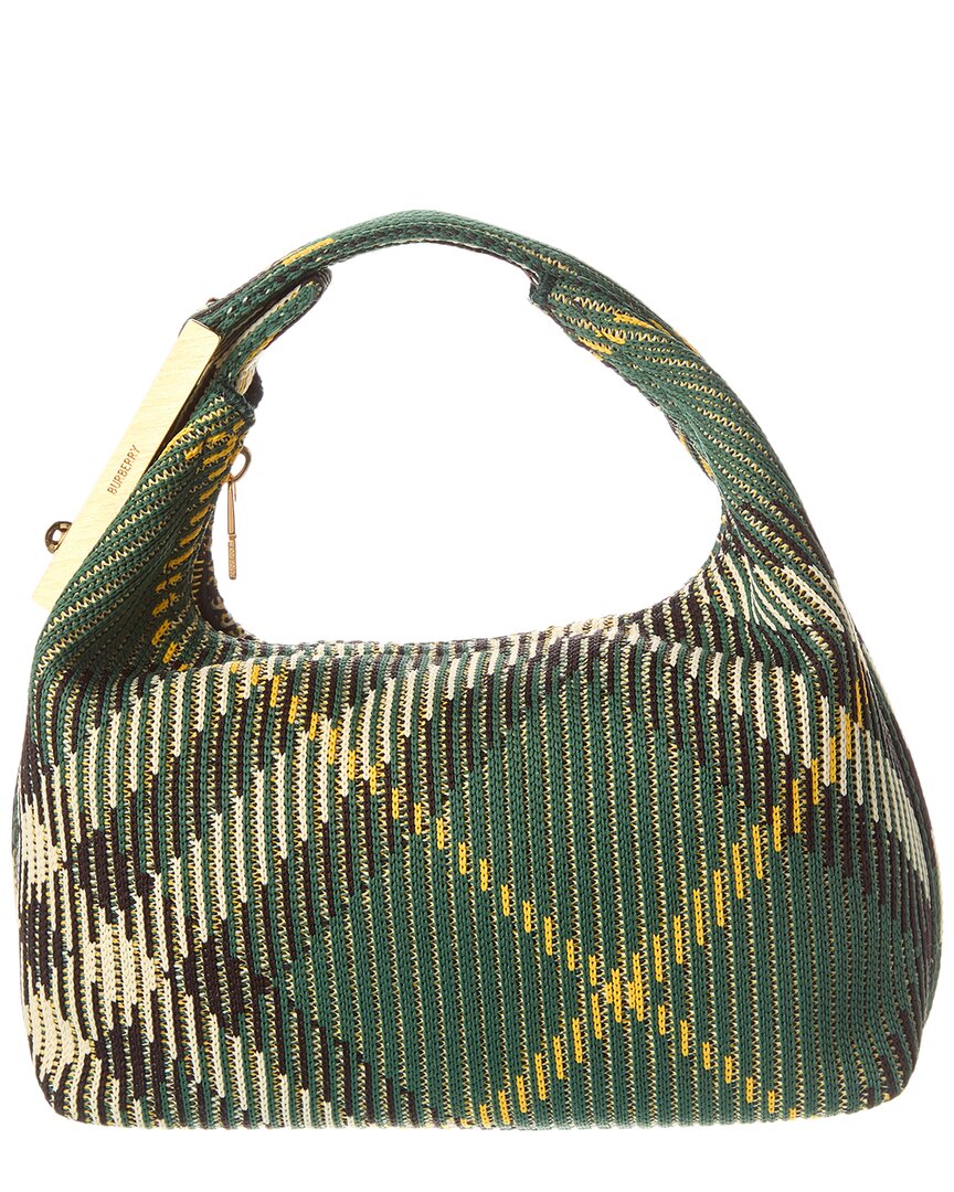 Shop Burberry Peg Mini Check Shoulder Bag In Green