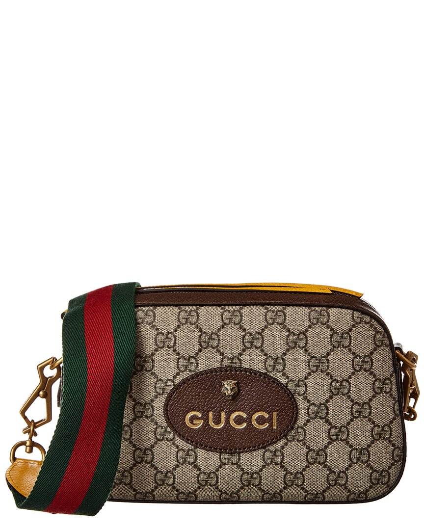 Gucci Neo Vintage Gg Supreme Canvas & Leather Shoulder Bag In Brown