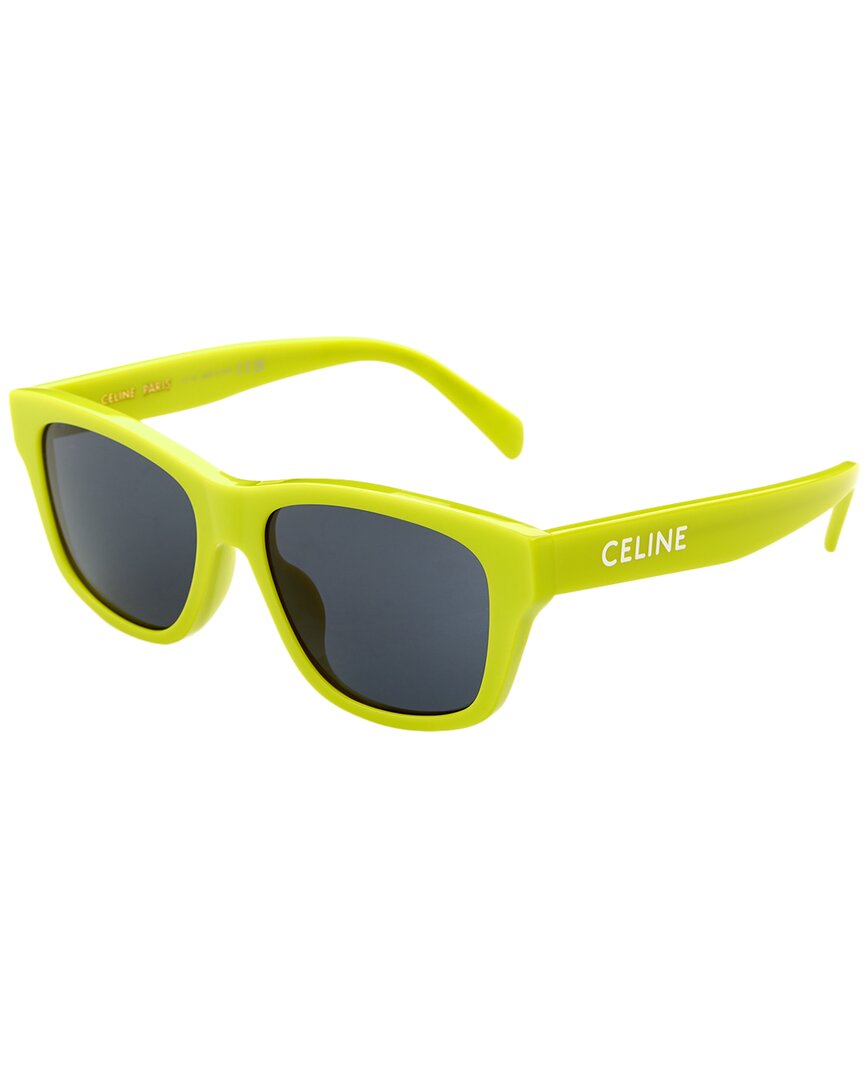 Celine Smoke Square Unisex Sunglasses Cl40249u 39a 55 In Yellow