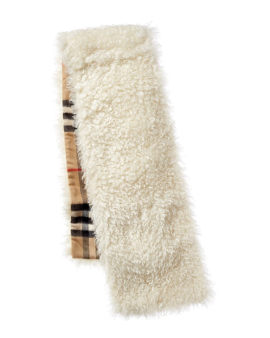 Burberry Reversible Check Cashmere & Mohair-blend Deluxe Scarf In Beige