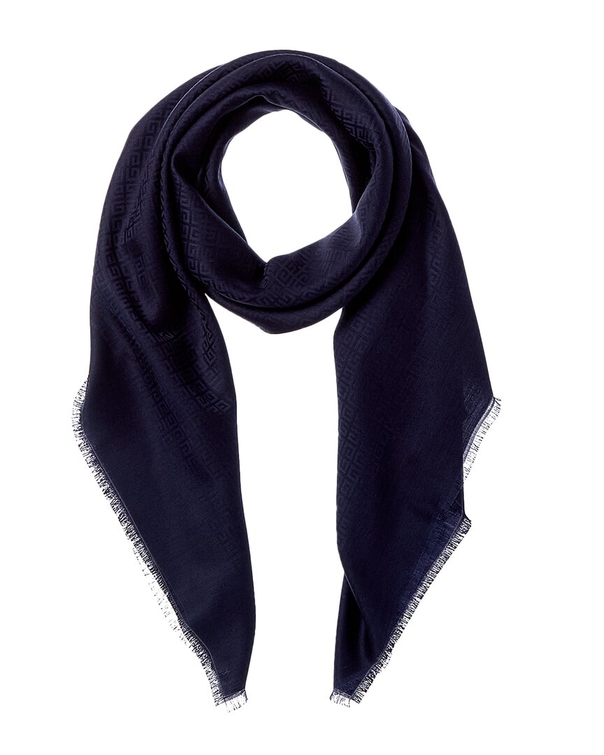 Givenchy 4g Square Large Wool & Silk-blend Scarf In Blue