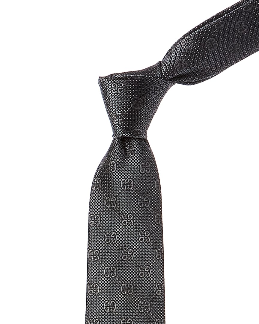 Shop Gucci Grey Gg Silk Tie