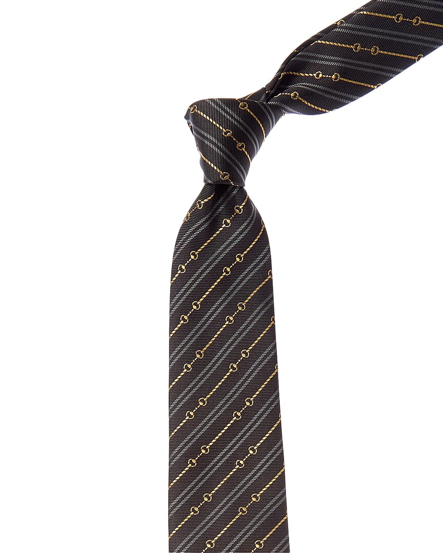 Gucci Horsebit Jacquard Silk Tie In Multi