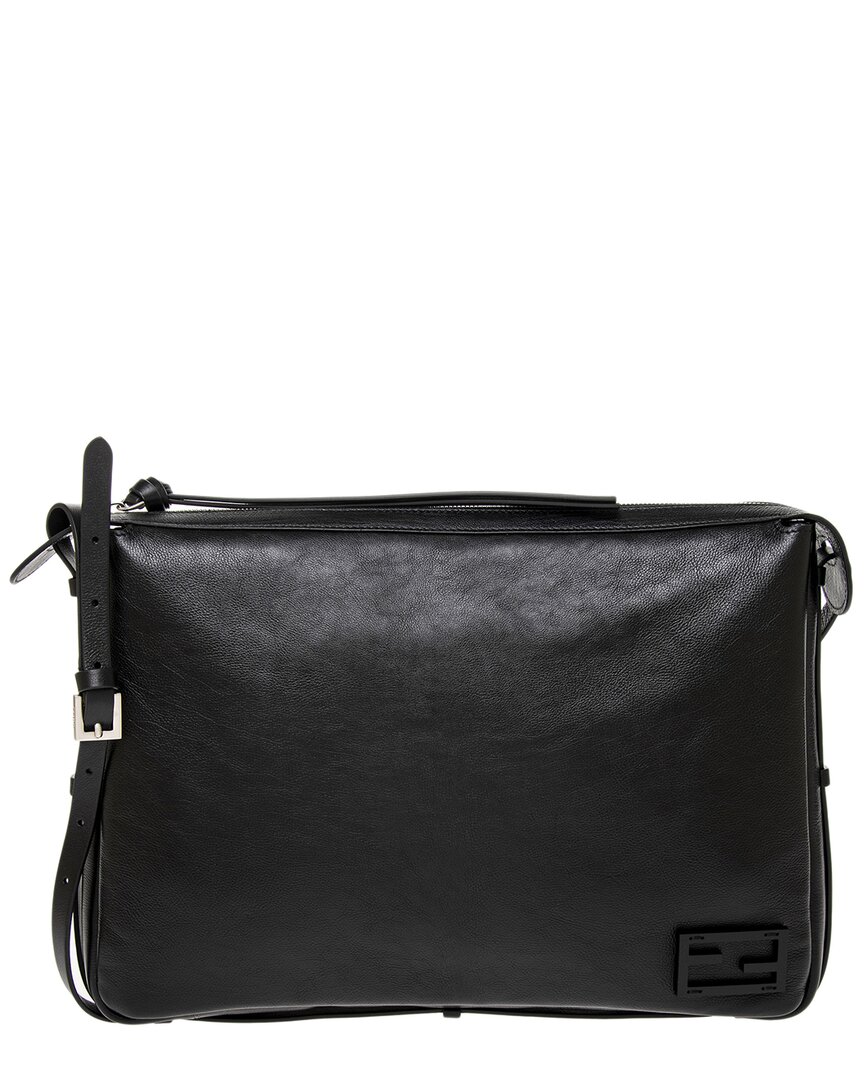 Shop Fendi Simply Large Leather Shoulder Bag In Black