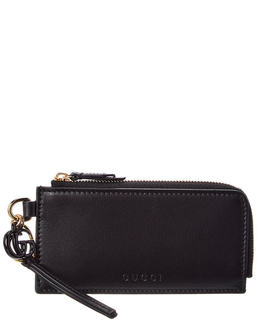 Gucci Double G Leather Card Case Women's Black Os | eBay