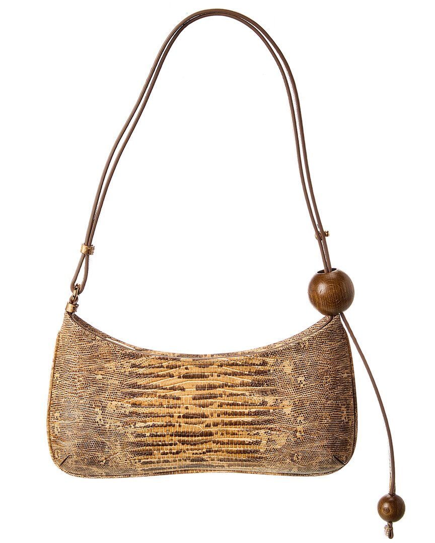 Jacquemus Le Bisou Perle Snake-embossed Leather Hobo Bag In Beige