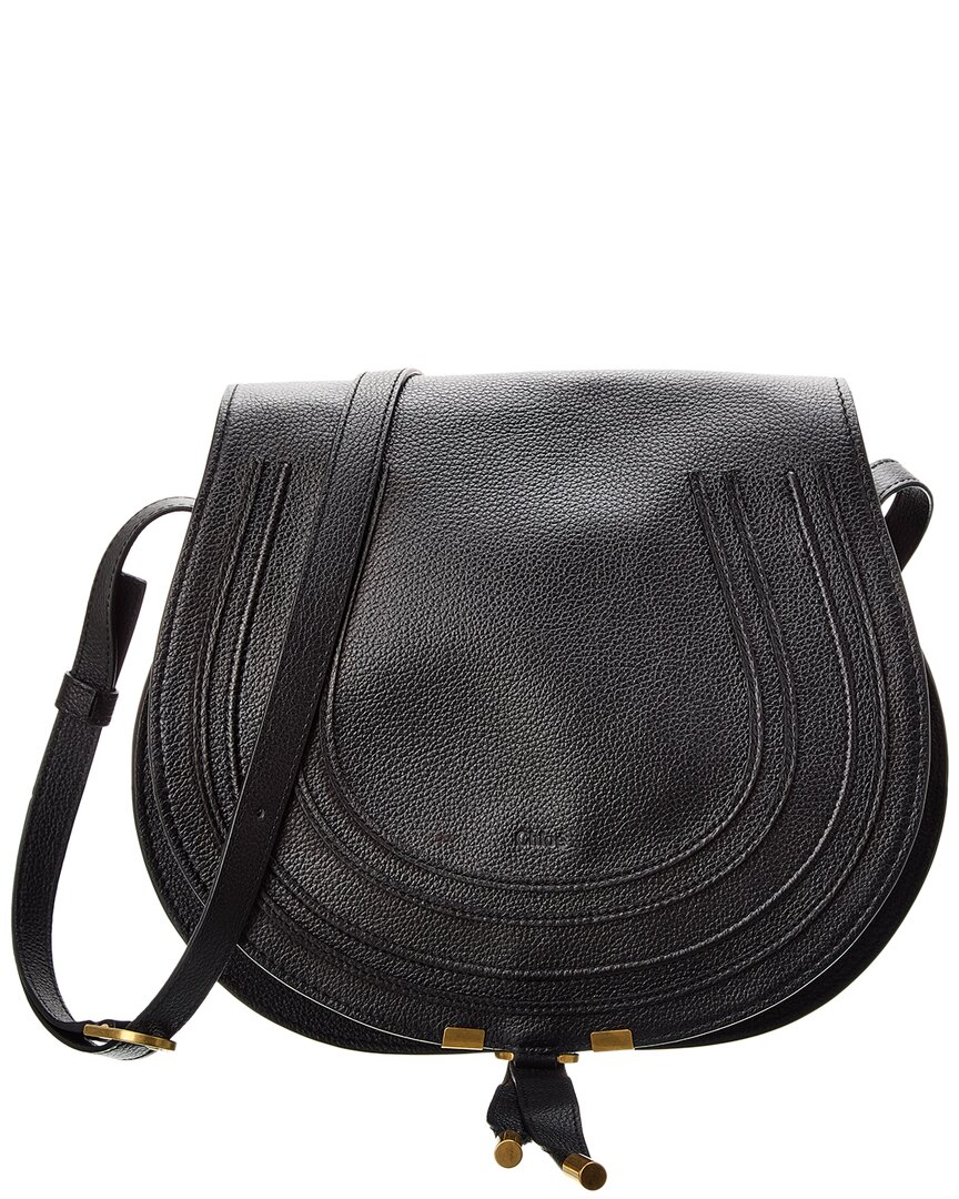 Chloé Marcie Medium Leather Saddle Bag In Black