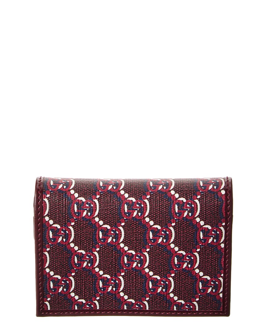 Gucci Medium Gg Shadow Canvas & Leather Wallet In Red