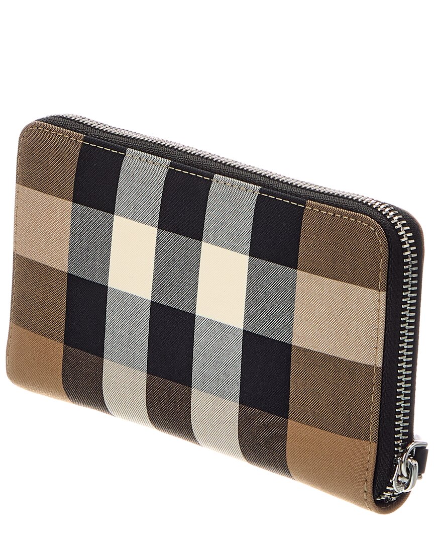 Burberry Check Canvas Zip Around Wallet In Multi