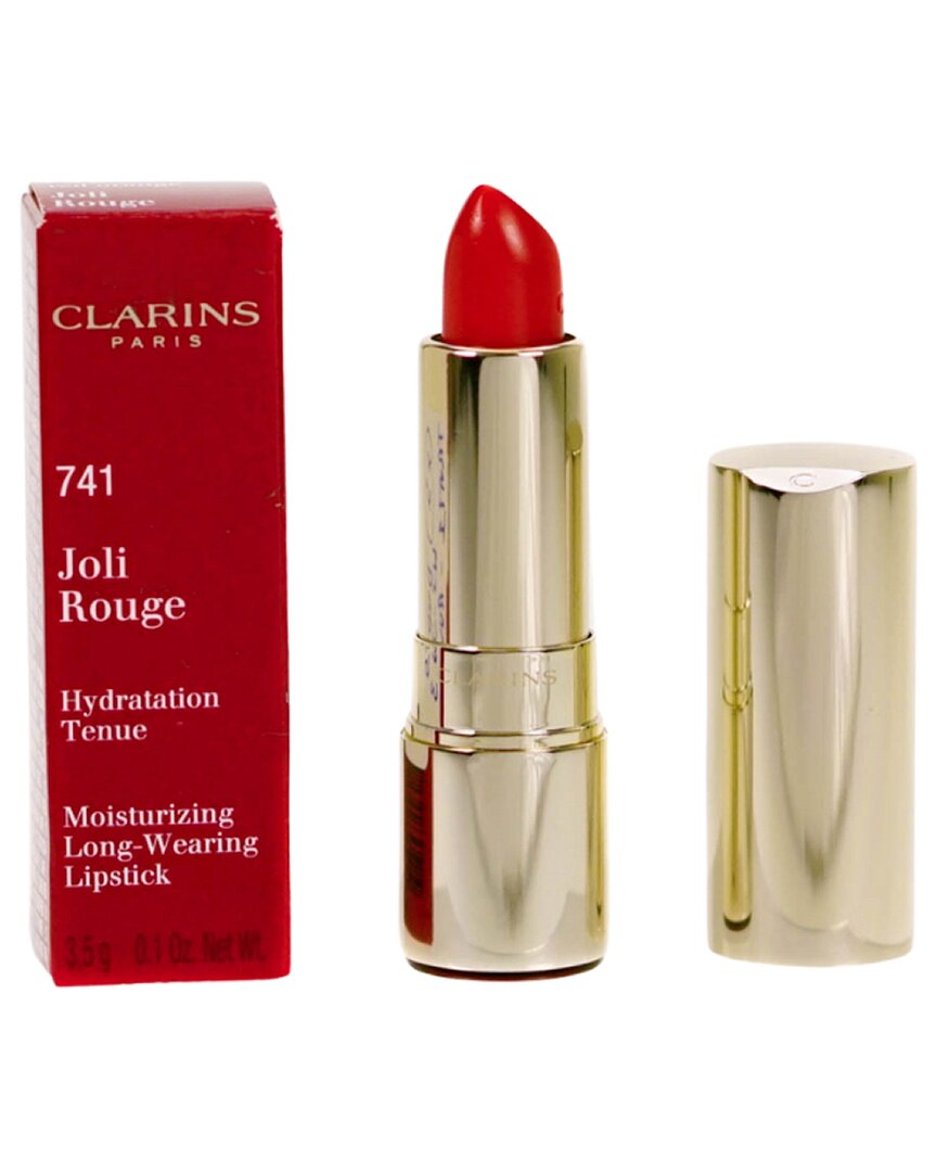 Clarins 0.1oz 741s Red Orange Joli Rouge Brilliant Lipstick