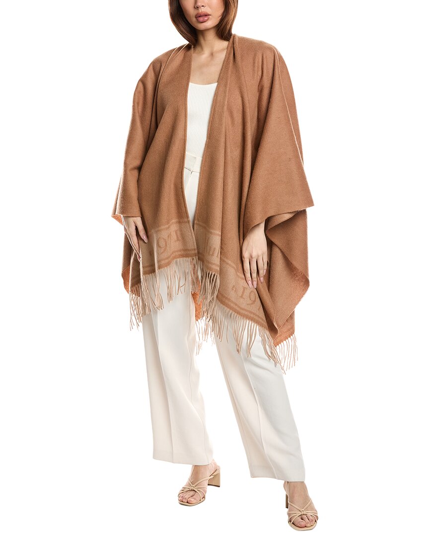 Mulberry Logo Wool Cape In Brown