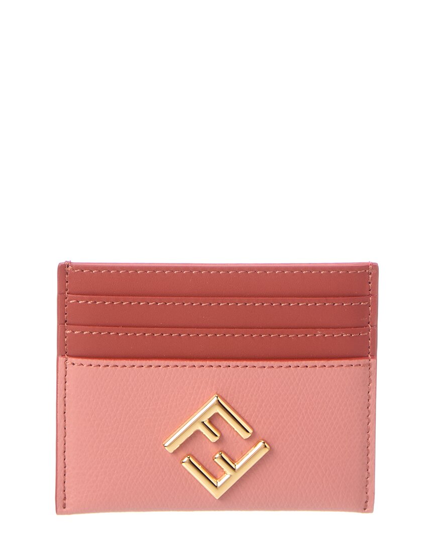 Fendi Ff Diamonds Leather Card Holder In Pink