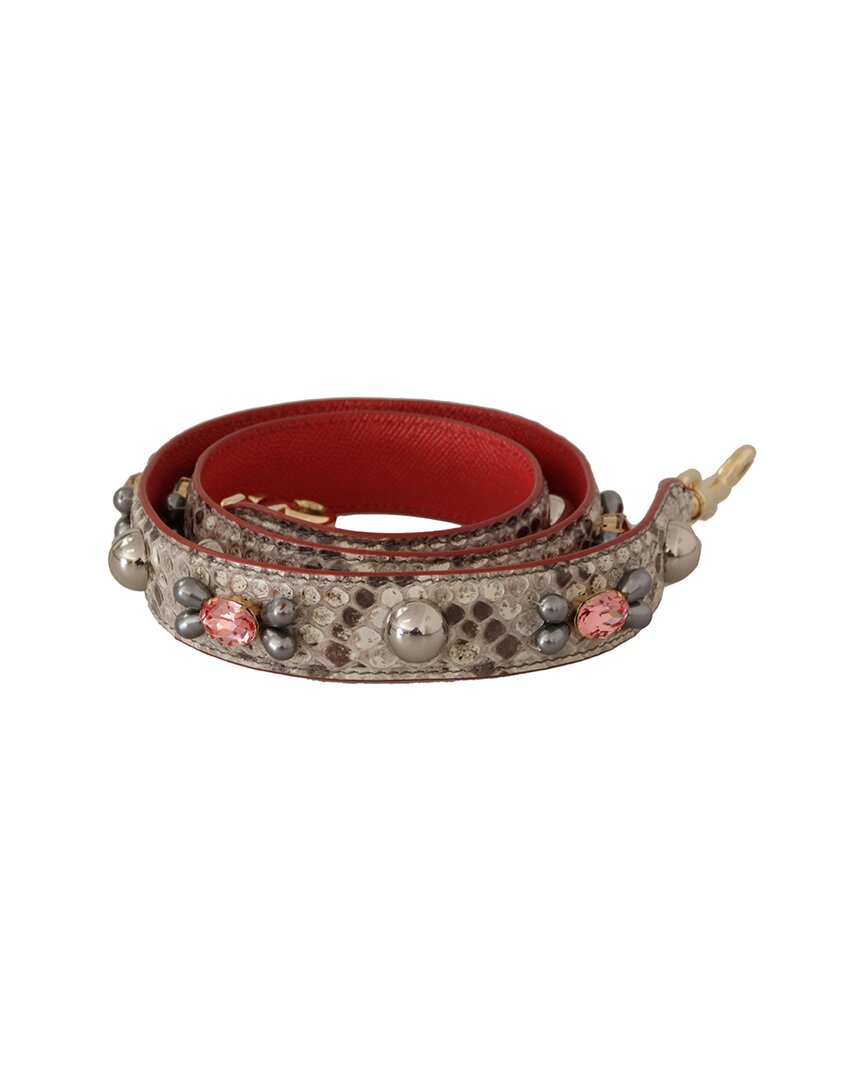 Dolce & Gabbana Opulent Python Leather Bag Strap In Beige