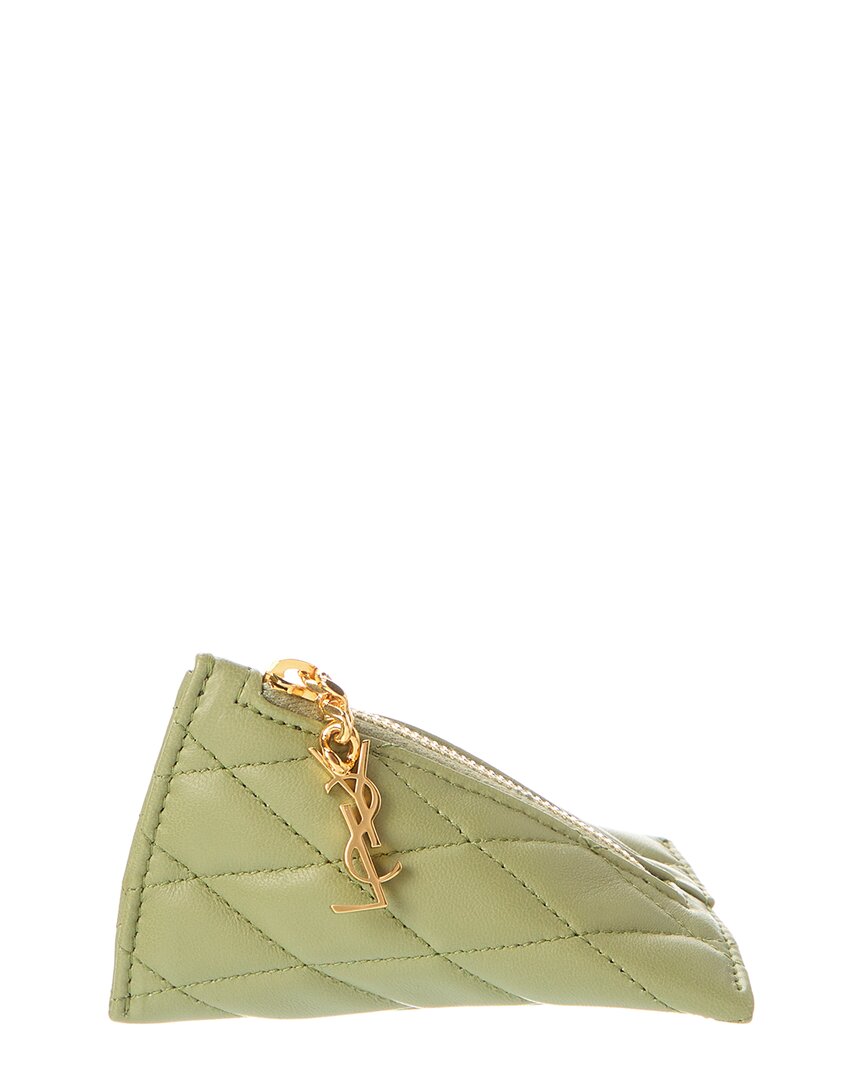 Saint Laurent Berlingo Quilted Leather Charm In Green