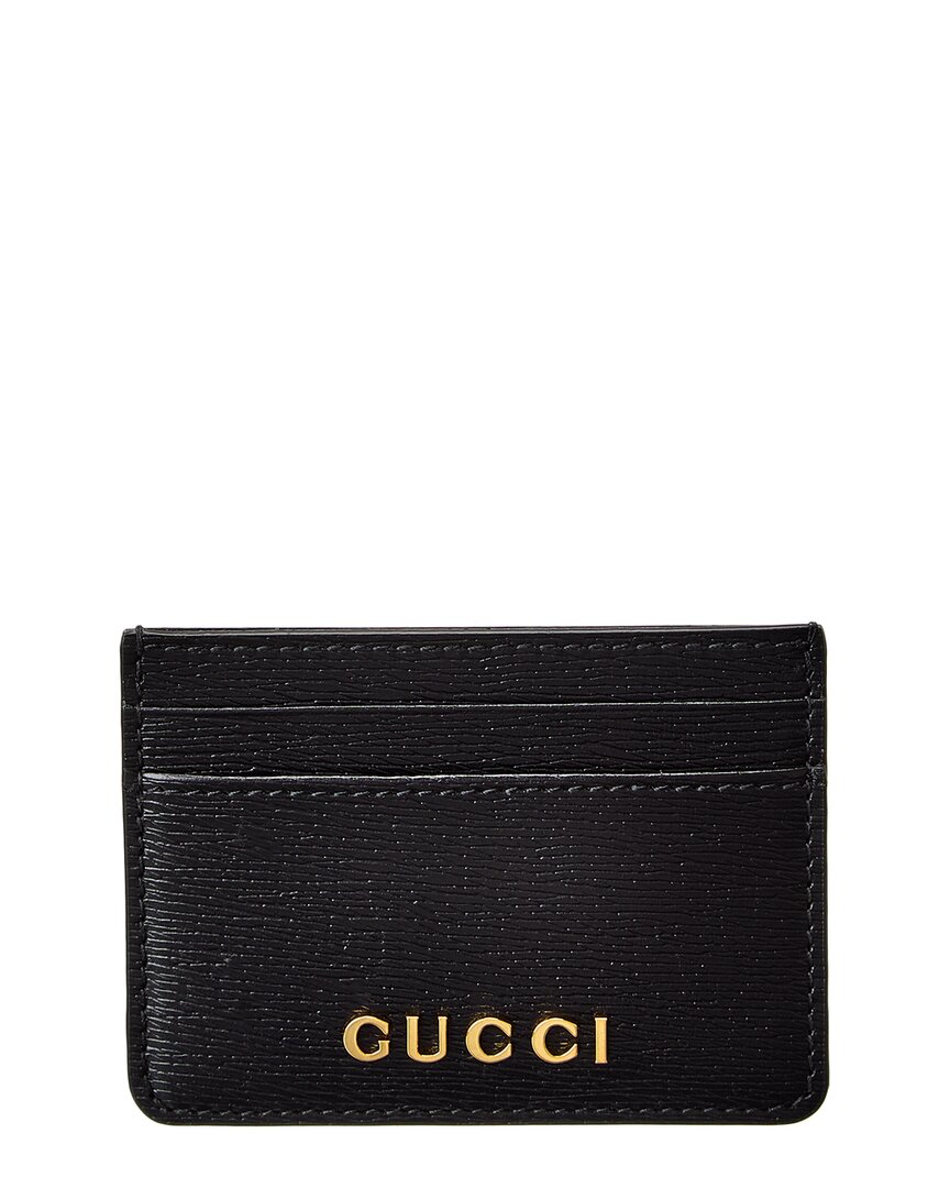 Gucci Logo Leather Card Case In Black