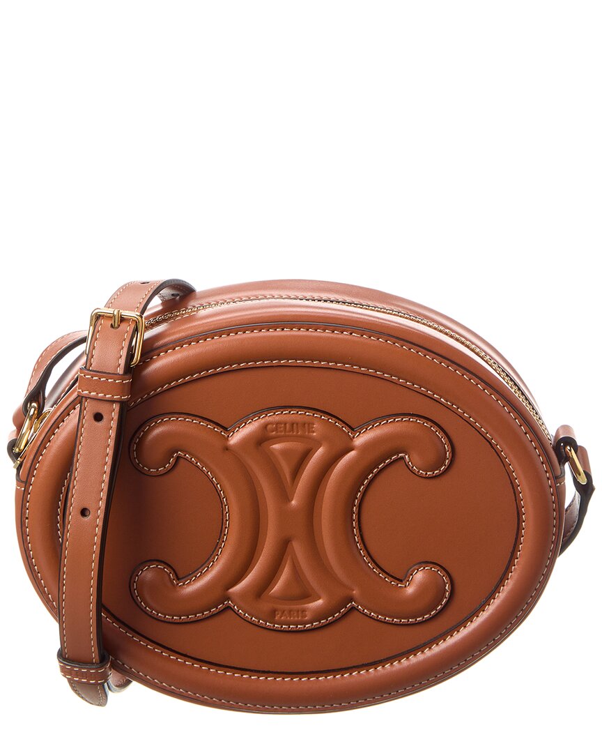 Celine Oval Leather Crossbody In Brown