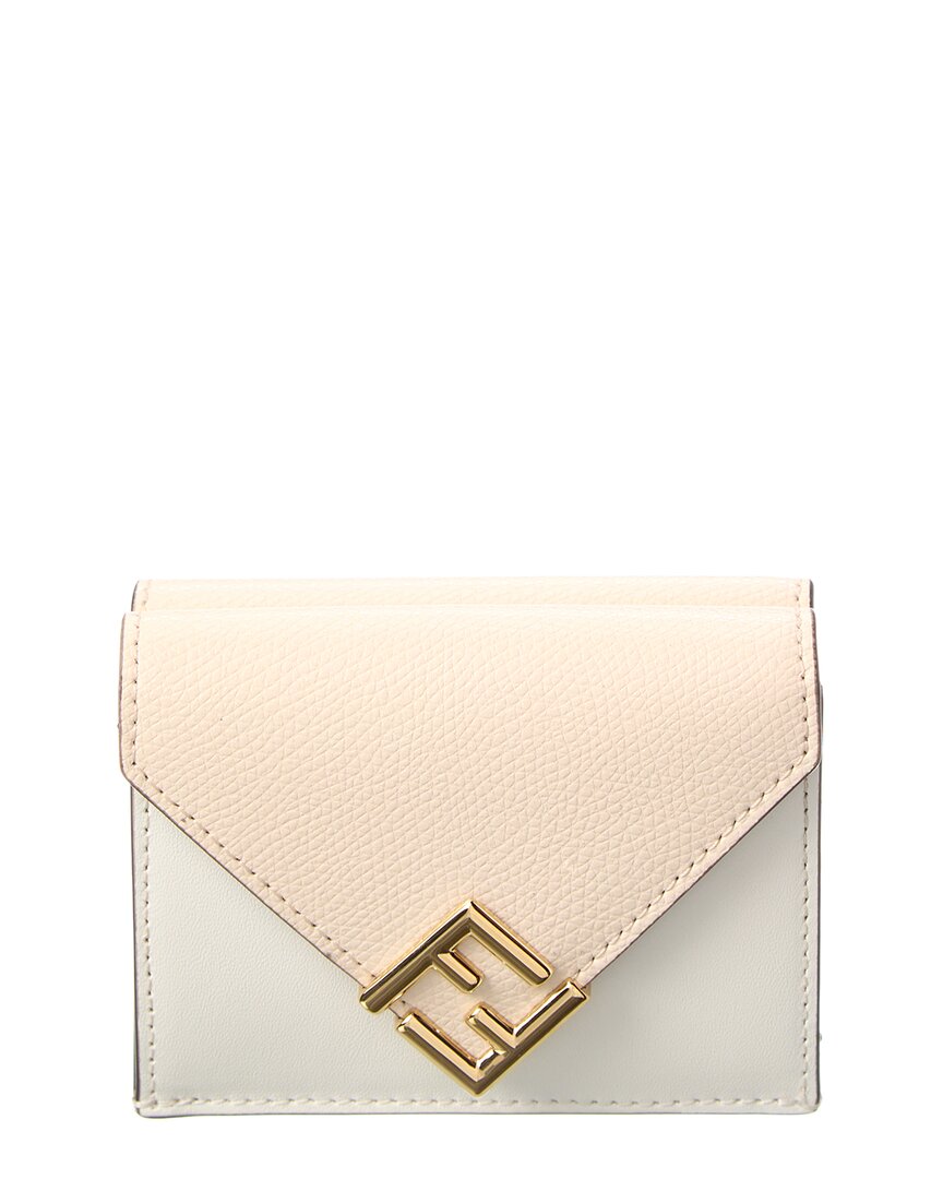 Fendi Ff Diamonds Leather Wallet In Neutral