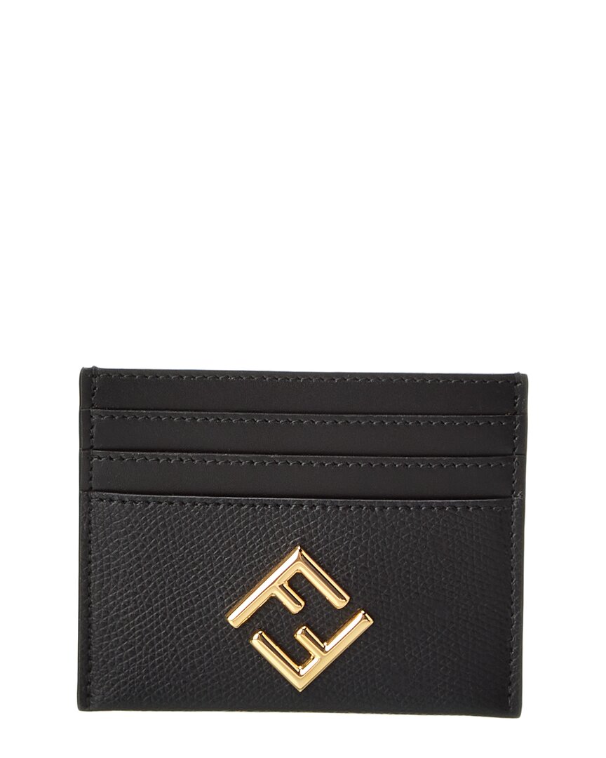 Fendi Ff Diamonds Leather Card Holder In Black