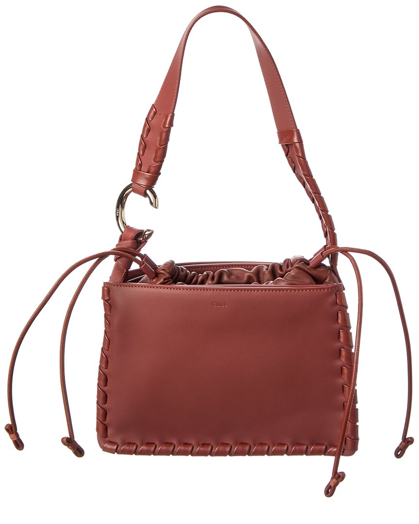 Shop Chloé Mate Gusset Leather Shoulder Bag In Brown