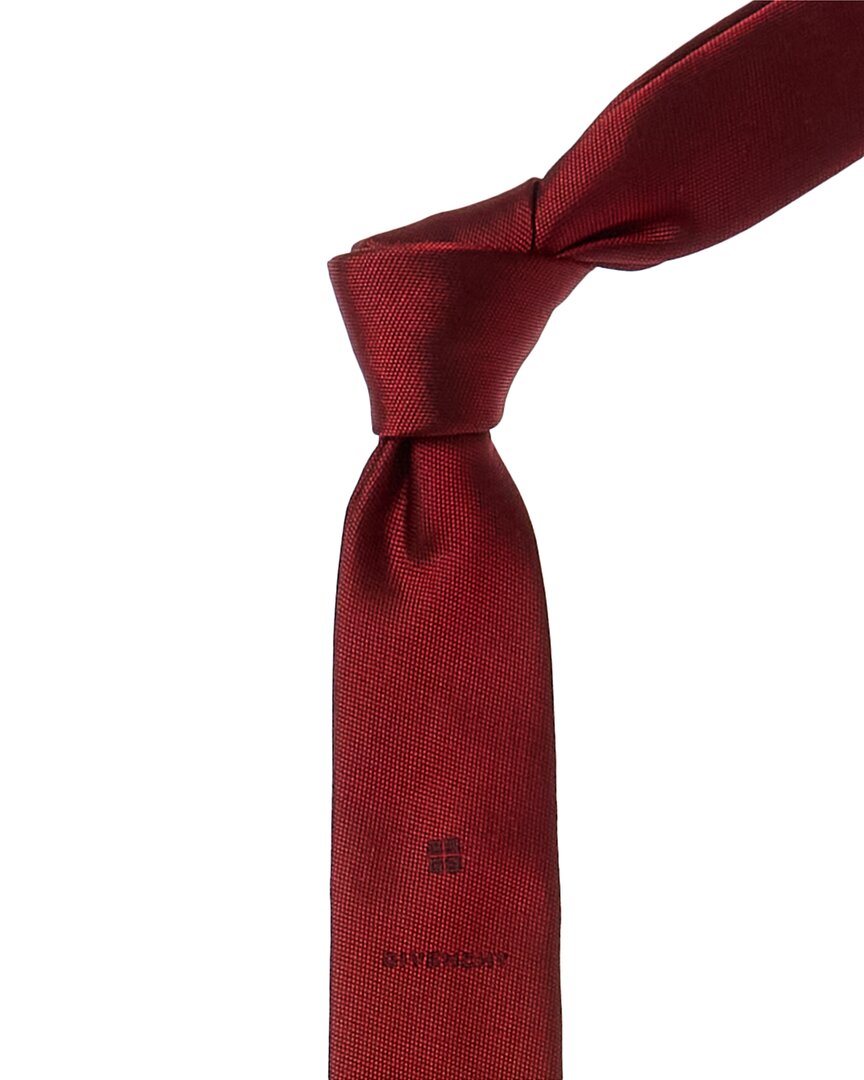 Shop Givenchy Red 4g Jacquard Silk Tie