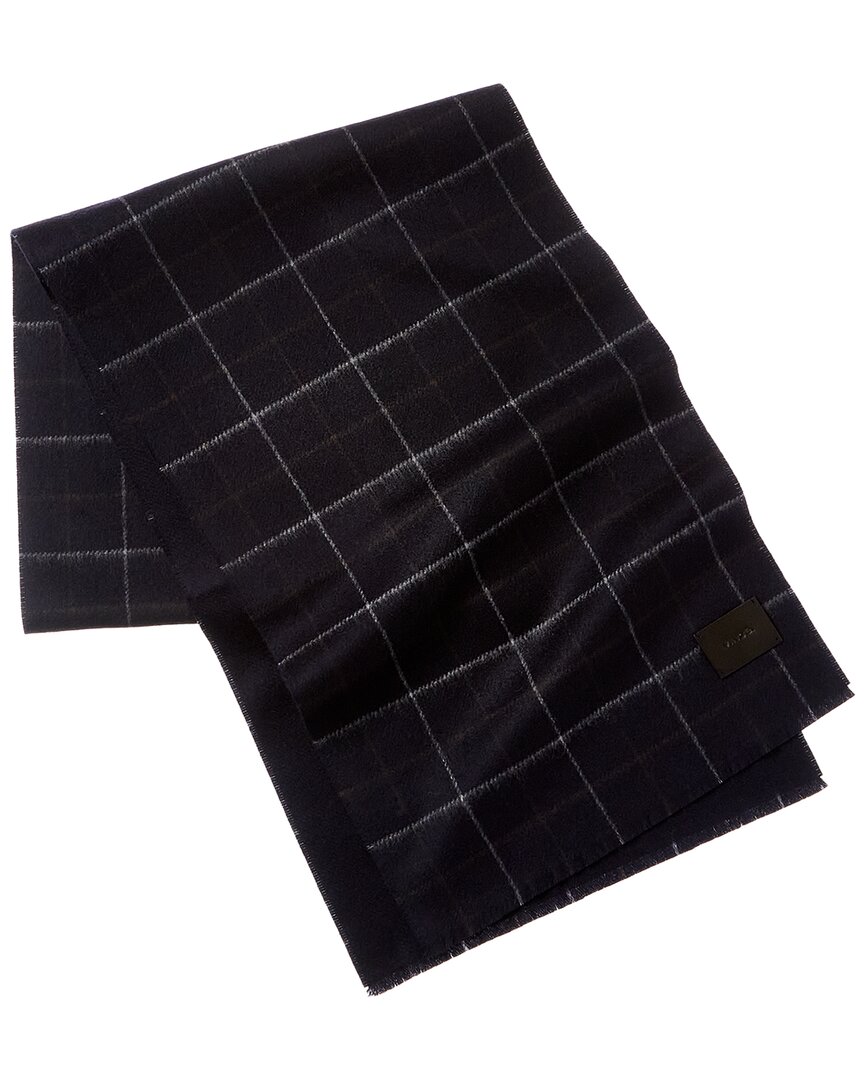 Vince Double Face Creekside Plaid Wool & Cashmere-blend Scarf In Blue