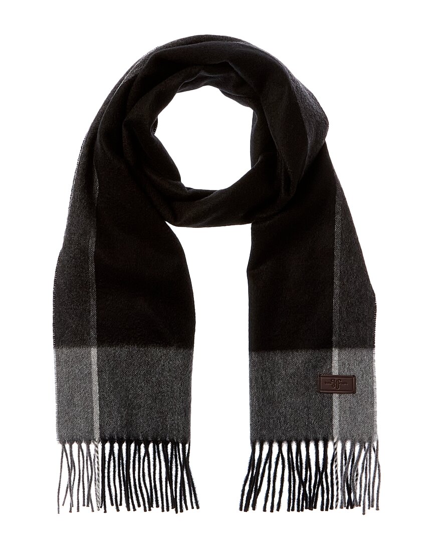 Hickey Freeman Herringbone Colorblocked Scarf In Black