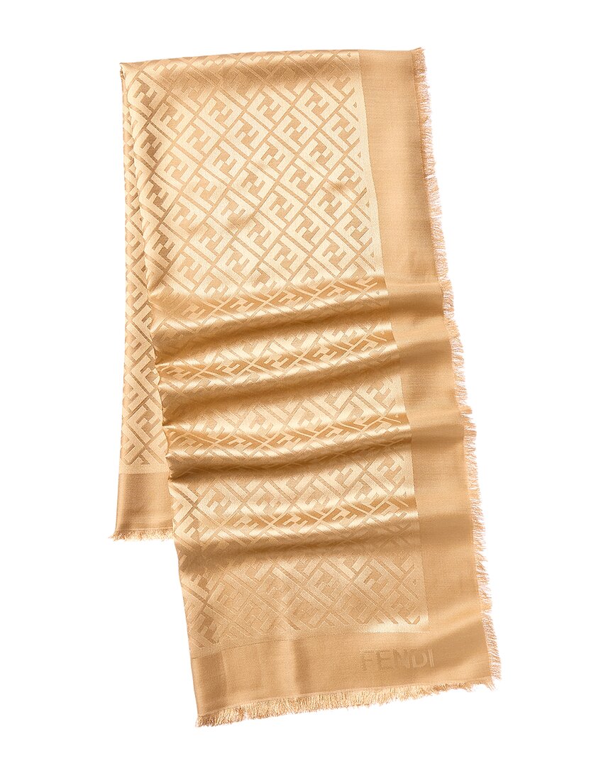 Fendi Silk & Wool-blend Shawl In Gold